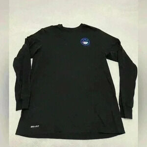 NIKE LONG SLEEVE T SHIRT MENS SIZE M BLACK.  DRI FIT COTTON NIKE REC LEAGUE LOGO